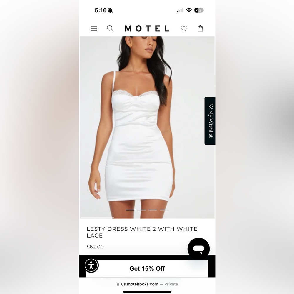 MOTEL LESTY DRESS WHITE 2 WITH WHITE LACE